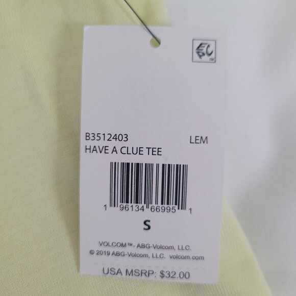 NWT VOLCOM T-Shirt Wmns Sz Small 4/6 Cotton Yellow Red Lips Pink Glitter Bubble - Picture 8 of 9